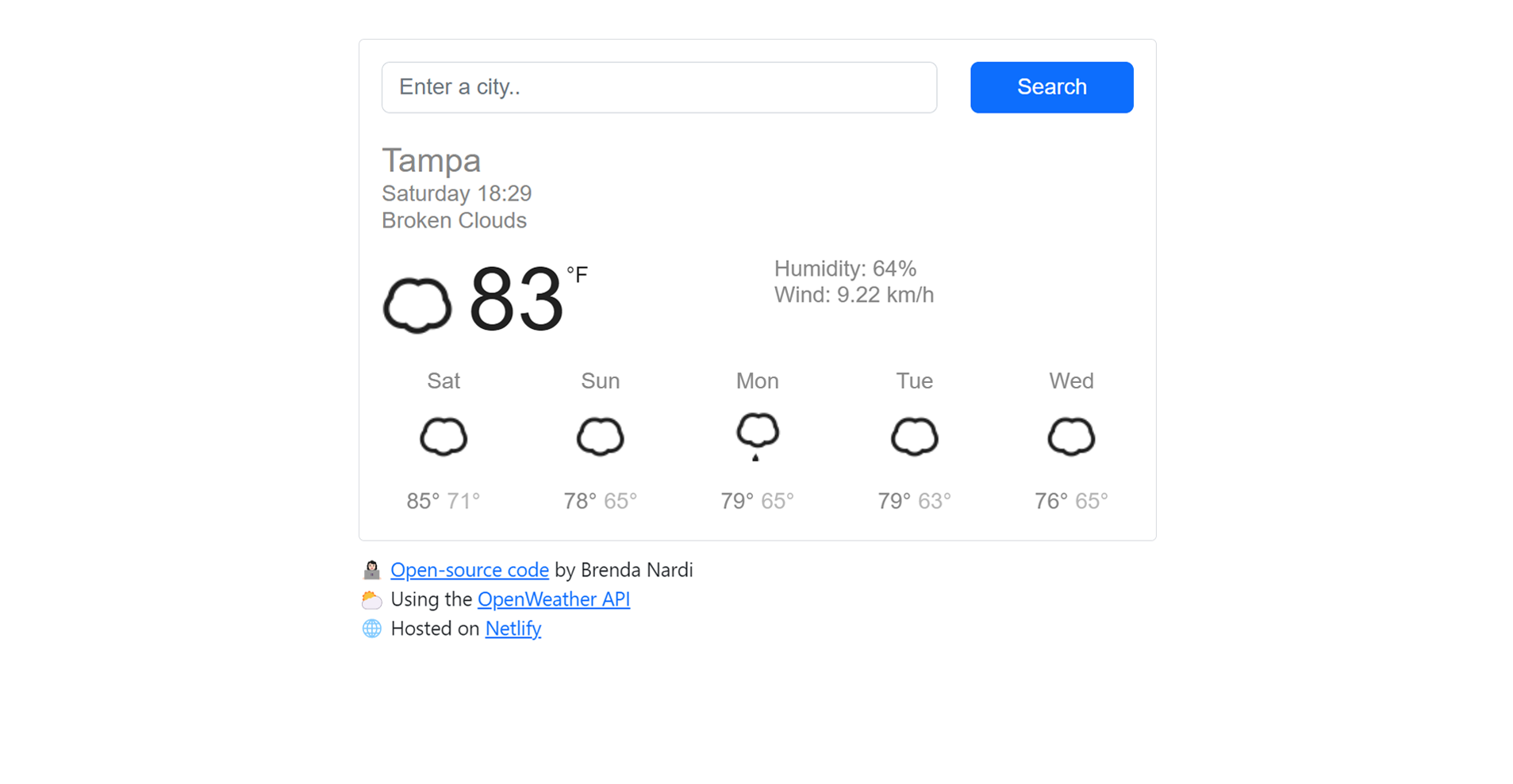 Weather application with forecast project