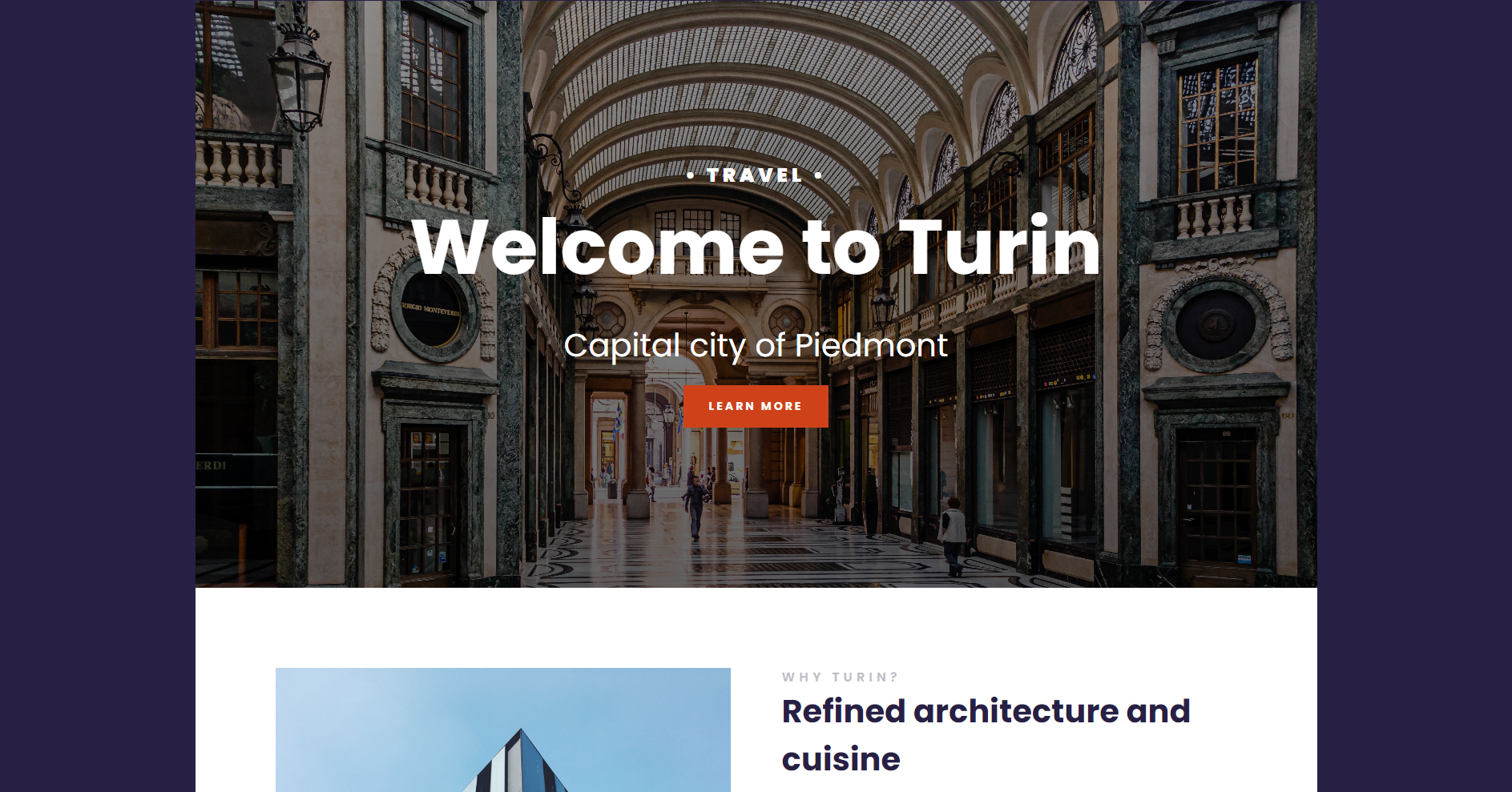 Travel to Turin website project