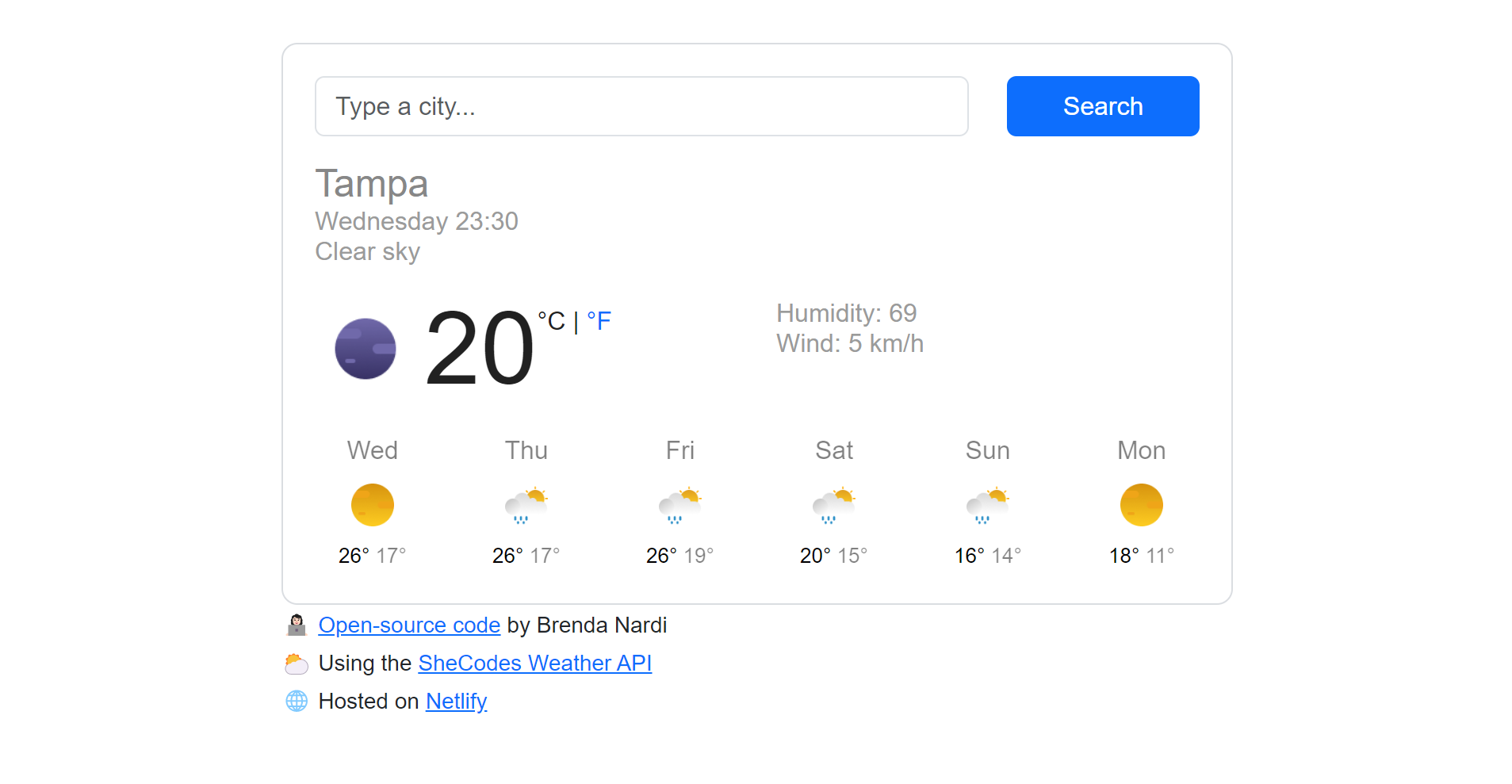 Weather application with forecast project